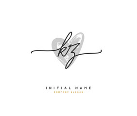K Z KZ Beauty vector initial logo, handwriting logo of initial signature, wedding, fashion, jewerly, boutique, floral and botanical with creative template for any company or business.