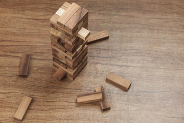 Blocks wood game on table with copy space.