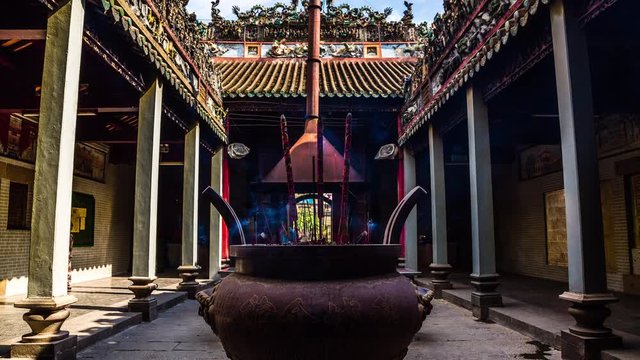 Incense burning at Ba Thien Hau pagoda, Ho Chi Minh City, Vietnam time lapse