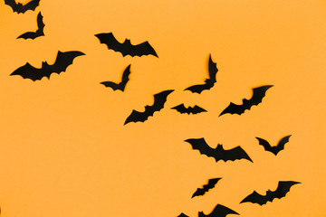 halloween decorations concept many black paper bat