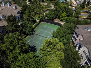 Tennis courts from a drone view