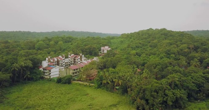 A drone shot of a construction project in Goa, India.