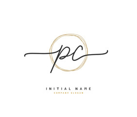 P C PC Beauty vector initial logo, handwriting logo of initial signature, wedding, fashion, jewerly, boutique, floral and botanical with creative template for any company or business.