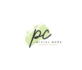 P C PC Beauty vector initial logo, handwriting logo of initial signature, wedding, fashion, jewerly, boutique, floral and botanical with creative template for any company or business.