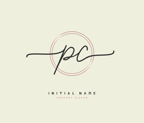 P C PC Beauty vector initial logo, handwriting logo of initial signature, wedding, fashion, jewerly, boutique, floral and botanical with creative template for any company or business.