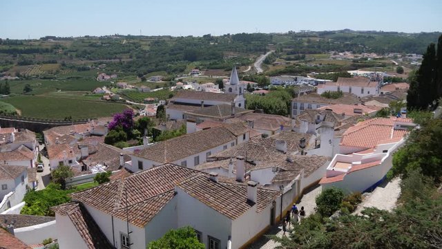 historical medieval town castle obidos portugal 4k