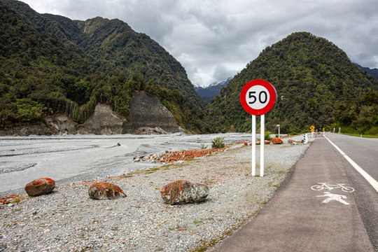 Road sign on the drive to Franz Josef Glacier