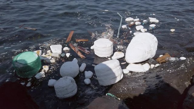 Plastic And Styrofoam Rubbish Pollution In Ocean