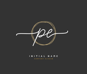 P E PE Beauty vector initial logo, handwriting logo of initial signature, wedding, fashion, jewerly, boutique, floral and botanical with creative template for any company or business.