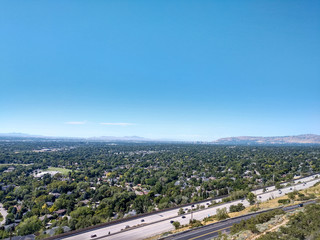 Aerial view of the city, Albuquerque, New Mexico from the Sandia Mountain Crest