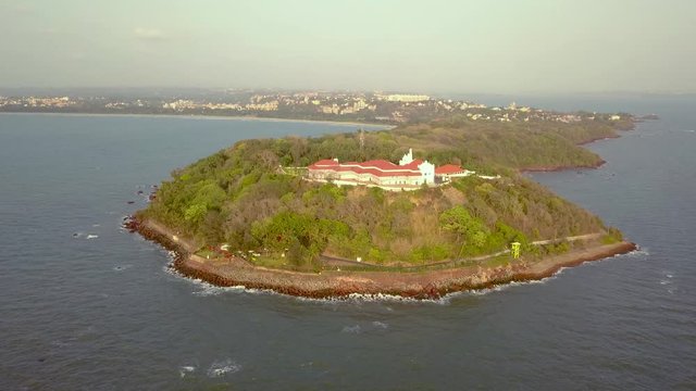 Long Drone Shot Of Raj Bhavan In Goa, India