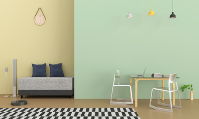 luxury living room pastel shade 3d rendering