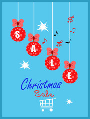 Christmas sale banner on blue background