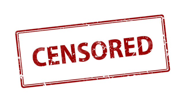 Red stamp with word censored. Rubber seal with scratches, isolated on white background. Vector 3d illustration, EPS10