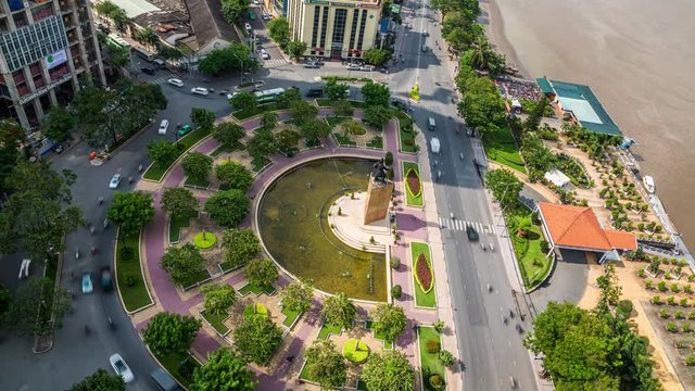 Tran Hung Dao square in Ho Chi Minh City, Vietnam time lapse