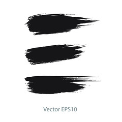 brush strokes watercolor background. Vector black paint