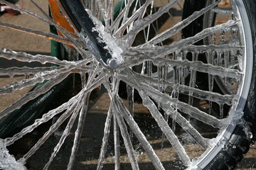 Frozen Bicycle Wheel Spokes