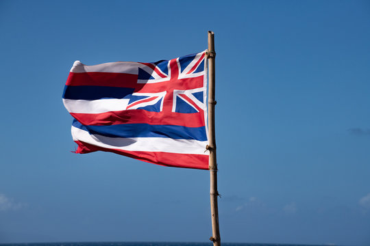 Hawaiian flag fluttering in the wind