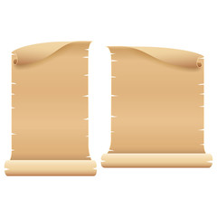 Two Blank Light Brown Parchment on White Background