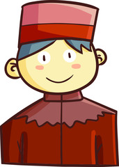 Funny and cute muslim boy smiling wearing dark brown cloth