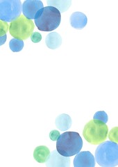 水彩（丸、ブルー系）のフレーム