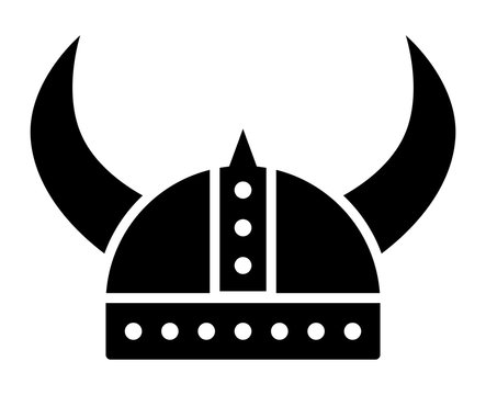 Horned Viking helmet flat vector icon for games and websites