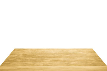 Empty board with white background. Horizontal view of plank wood for products.
