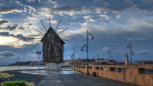 Old windmill in Nessebar, Bulgaria