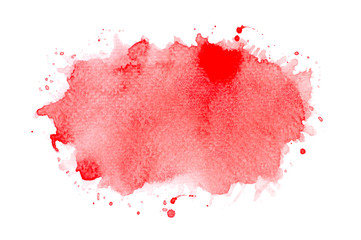 red splash brush watercolor on paper.