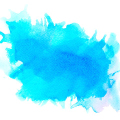 blue splash brush watercolor on paper.