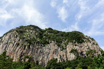 High mountain view with  blue sky background.