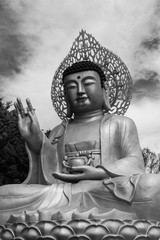Image of the Buddha statue South Korea. Black and white Buddha statue.