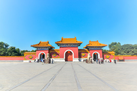 Shenyang zhaoling park gate, shenyang Zhao Mausoleum park gate, liaoning province, China.