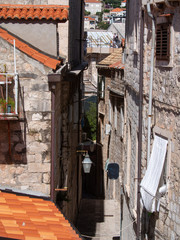Fototapeta premium Tourists visit Dubrovnik Old Town on the Adriatic Coast, Croatia
