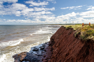 erosion on the coastline red rocks at pei island
