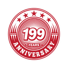  199 years logo. One hundred ninety nine years anniversary celebration logo design. Vector and illustration.