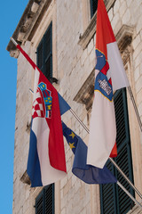 Croatian flag on display in Dubrovnik Old Town area, Croatia