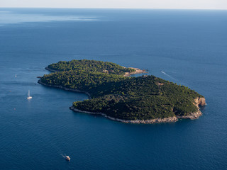 View of Lokrum Island from Dubrovnik Old Town on the Adriatic Coast, Croatia