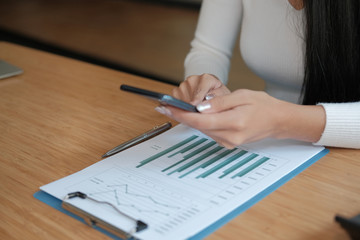 businesswoman using mobile phone. freelance woman using smartphone. business concept