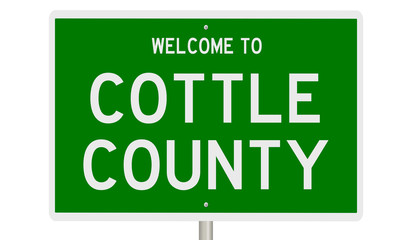 Rendering of a green 3d highway sign for Cottle County