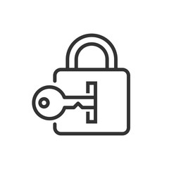 Locker icon in flat style. Padlock password vector illustration on white isolated background. Key unlock business concept.