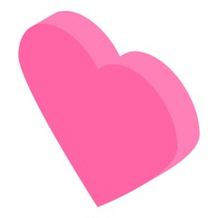 Pink heart icon. Isometric of pink heart vector icon for web design isolated on white background