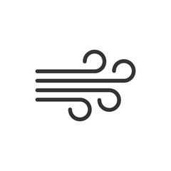 Wind icon in flat style. Air vector illustration on white isolated background. Breeze business concept.