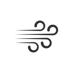 Wind icon in flat style. Air vector illustration on white isolated background. Breeze business concept.