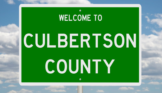 Rendering of a green 3d highway sign for Culbertson County