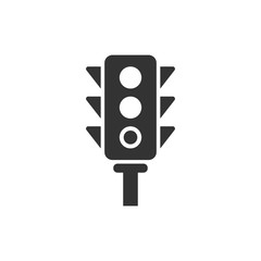 Semaphore icon in flat style. Traffic light vector illustration on white isolated background. Crossroads business concept.