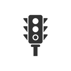 Semaphore icon in flat style. Traffic light vector illustration on white isolated background. Crossroads business concept.