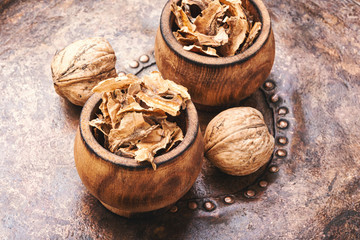 Walnut medicinal partitions.