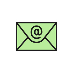 Vector email, internet message flat color icon.