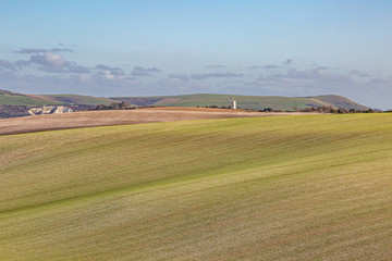 Fototapeta na wymiar Looking out over farmland in Sussex, on a sunny winters day